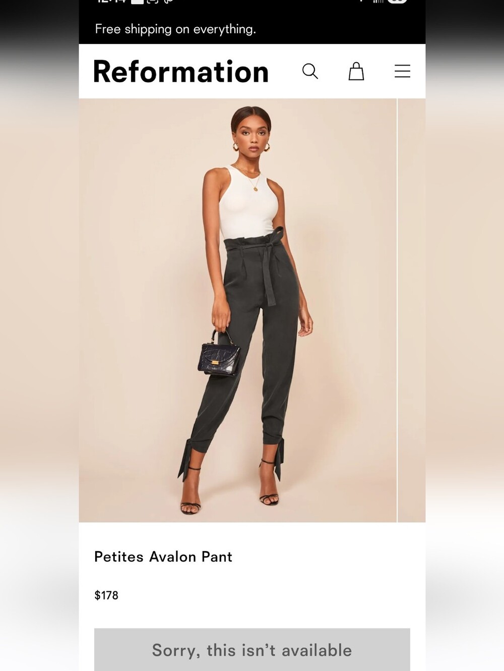 Reformation Petites Avalon Pant — Black